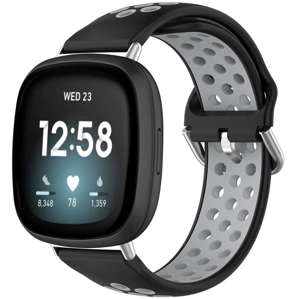 imoshion Siliconen sport bandje Fitbit Versa 4 / 3 / Sense (2) - Zwart/Grijs