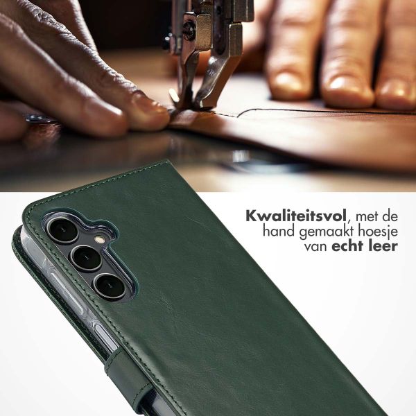 Selencia Echt Leren Bookcase Samsung Galaxy A16 - Groen