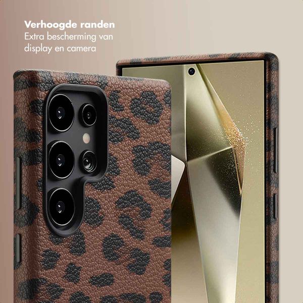 Selencia Sabi Backcover Panterprint met MagSafe Samsung Galaxy S24 Ultra - Mocha Brown