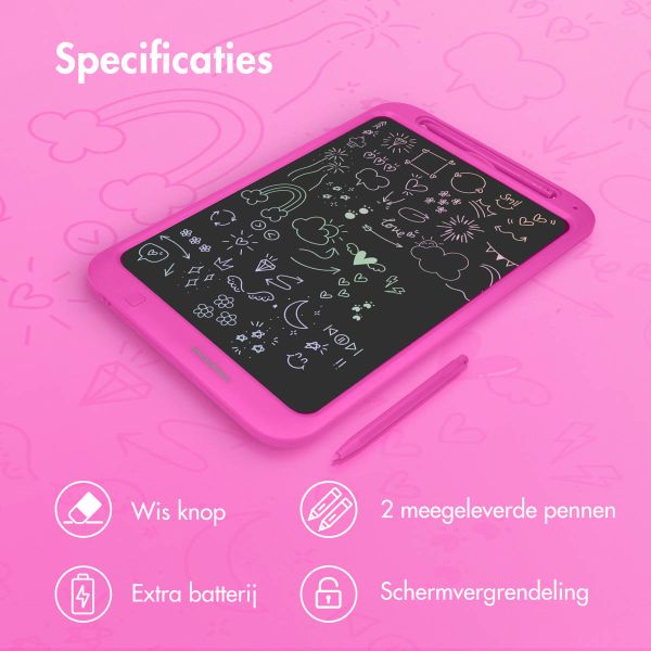 imoshion LCD Tekentablet voor kinderen - Met kleurenscherm en 2 pennen - Hot Pink