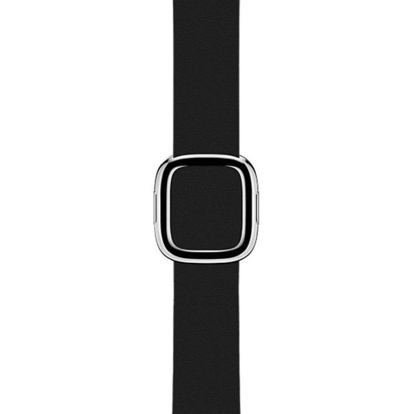 Apple Leather Band Modern Buckle Apple Watch Series 1 t/m 9 / SE (38/40/41 mm) | Series 10 / 11 (42 mm) - Maat L - Zwart