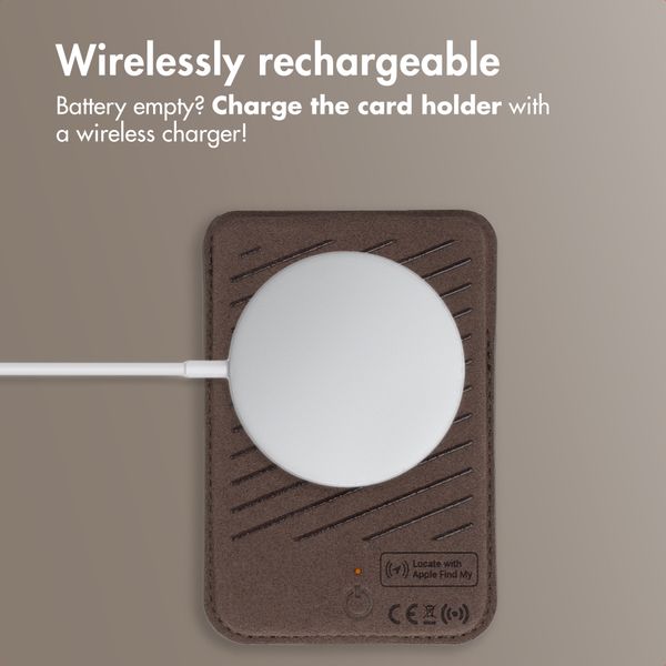 Accezz Magnetic Leather Card Holder - Compatible with Apple Find My - Coffee Brown