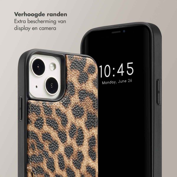 Selencia Nova Backcover met koord en pashouder iPhone 13 - Leopard