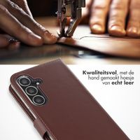 Selencia Echt Leren Bookcase Samsung Galaxy S25 FE - Donkerbruin