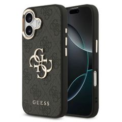 Guess 4G Metal Logo Backcover Apple iPhone 17 - Gold Edge - Black
