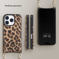 Selencia Nova Backcover met koord en pashouder iPhone 16 Pro - Leopard