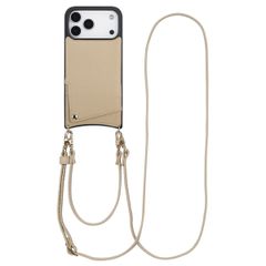 Selencia Nova Telefoonhoes met Koord en Pashouder Apple iPhone 17 Pro Max - Beige