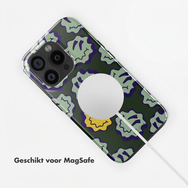 Selencia Vivid Backcover met MagSafe Apple iPhone 15 Pro - Wavy Smiley Green
