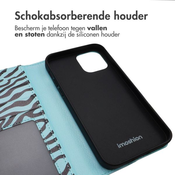 imoshion Design Bookcase iPhone 12 (Pro) - Black Blue Stripes