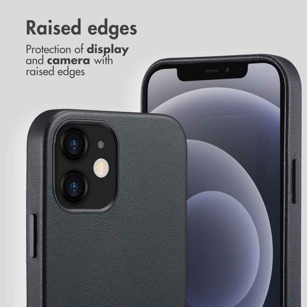 Accezz Leather Back Cover with MagSafe Apple iPhone 12 (Pro) - Onyx Black
