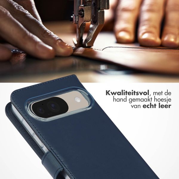 Selencia Echt Leren Bookcase Google Pixel 10 / 10 Pro - Blauw