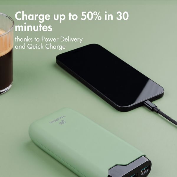imoshion Power bank 20,000 mAh - 22.5W Fast charger - USB-C / USB-A - Green