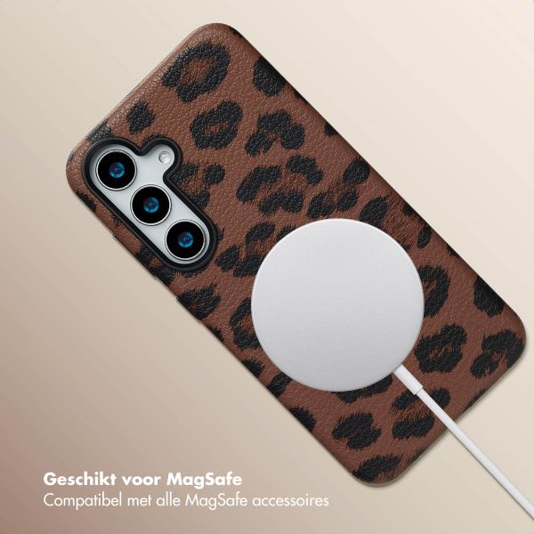 Selencia Sabi Backcover Panterprint met MagSafe Samsung Galaxy S25 - Mocha Brown