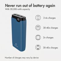 imoshion Power bank 20,000 mAh - 22.5W Fast charger - USB-C / USB-A - Blue
