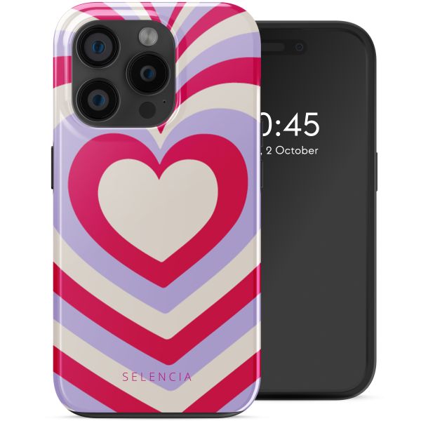 Selencia Vivid Tough Backcover met MagSafe iPhone 15 Pro - Double Hearts Rubine Red Lilac