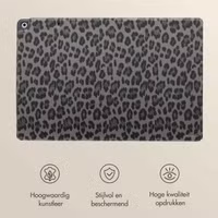 Selencia Sabi Bookcase met panterprint Apple iPad 9 (2021) 10.2 inch / iPad 8 (2020) 10.2 inch / iPad 7 (2019) 10.2 inch - Midnight Black