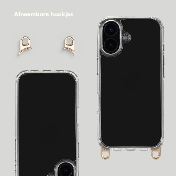 Selencia Transparent Case with Hooks + Lova Wrist Strap Apple iPhone 16 - Cotton Candy