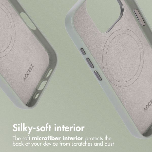 Accezz Leather Back Cover with MagSafe Apple iPhone 16 Pro - Light Grey