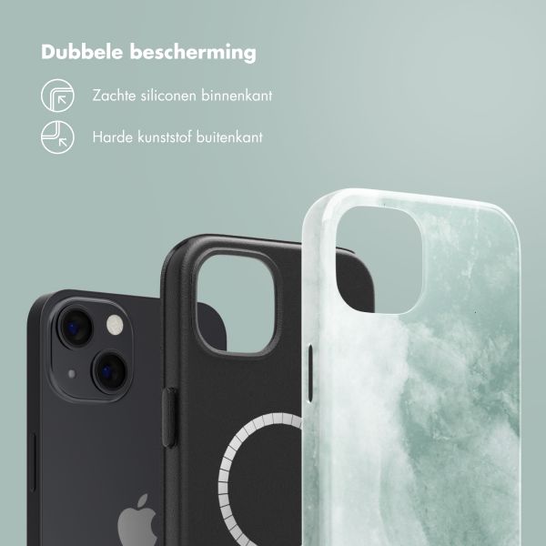 Selencia Vivid Tough Backcover met MagSafe iPhone 13 - Marble Grayed Jade