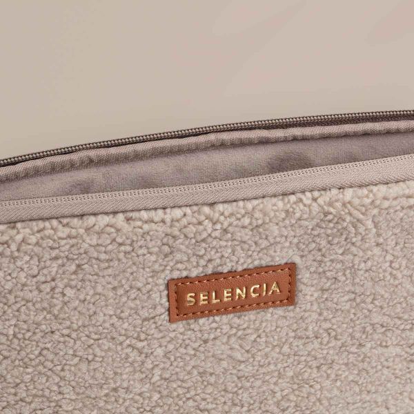 Selencia Teddy Laptop hoes 15-16 inch - Laptopsleeve - Sand