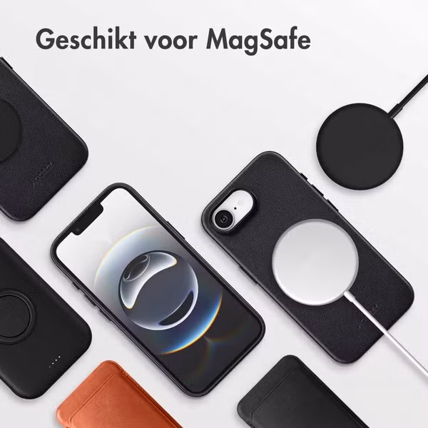 Accezz MagSafe Leather Backcover Apple iPhone 17e / 16e - Onyx Black