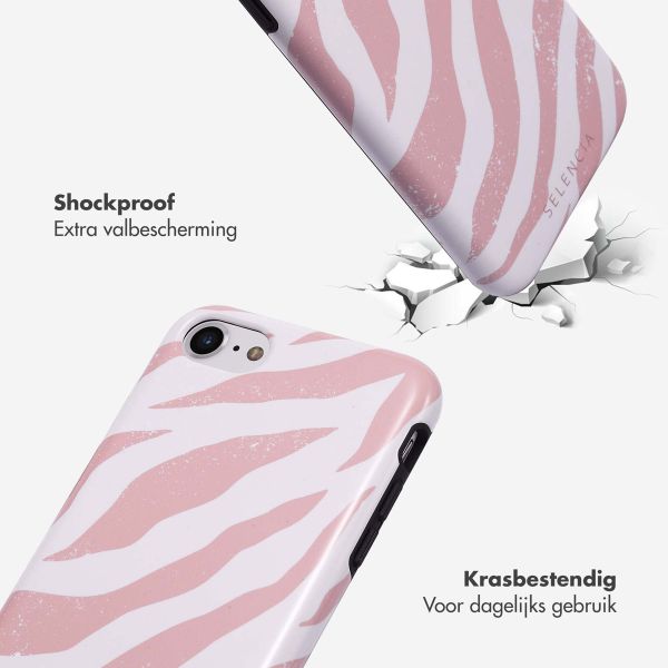 Selencia Vivid Tough Backcover iPhone SE (2022 / 2020) / 8 / 7 / 6(s) - Colorful Zebra Old Pink