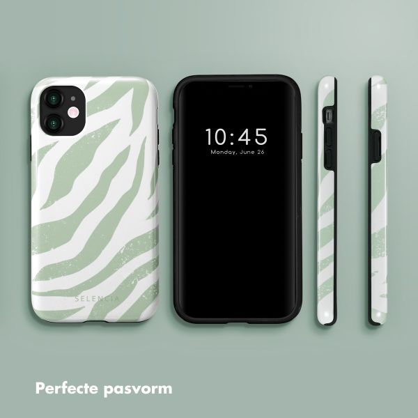 Selencia Vivid Tough Backcover iPhone 11 - Colorful Zebra Sage Green