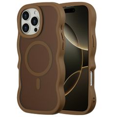 Selencia Wavy Backcover met MagSafe Apple iPhone 16 Pro Max - Mocha Brown