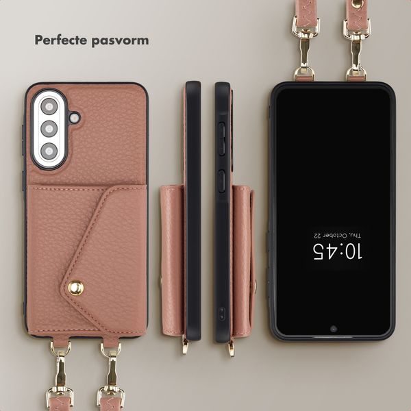 Selencia Sera Telefoonhoes met Koord en Envelop Pashouder Samsung Galaxy A57 (5G) - Old Pink