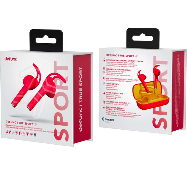 Defunc True Sport - Draadloze oordopjes - Bluetooth draadloze oortjes - Rood