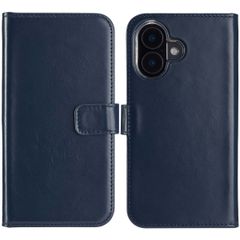 Selencia Echt Lederen Bookcase iPhone 16 - Blauw