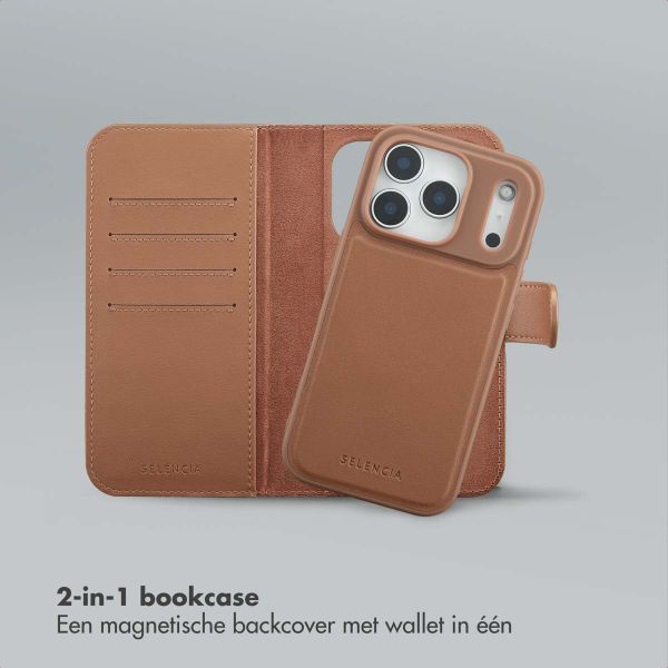 Selencia Olyn Uitneembare Bookcase met MagSafe Apple iPhone 17 Pro - Bruin