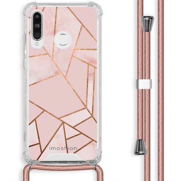 imoshion Design hoesje met koord Huawei P30 Lite - Grafisch Koper - Roze / Goud