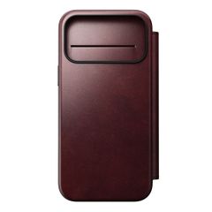 Nomad Modern Horween Leather Folio Bookcase met MagSafe Apple iPhone 17 Pro Max - Burgundy