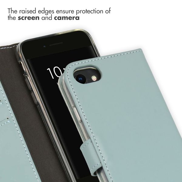 Selencia Genuine Leather Book Case Apple iPhone SE (2022 / 2020) / 8 / 7 / 6(s) - Air Blue