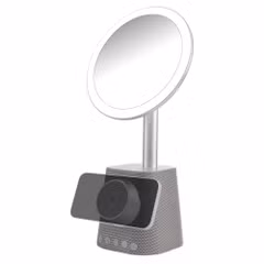 imoshion Make-up Spiegel met Bluetooth Speaker en Draadloze Oplader - Zilver