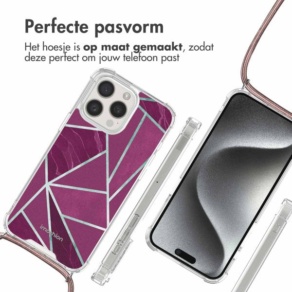 imoshion Design hoesje met koord Apple iPhone 15 Pro Max - Bordeaux Graphic