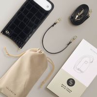Selencia Nova Croco Phone Case with Cord and Card Holder Apple iPhone Air - Black