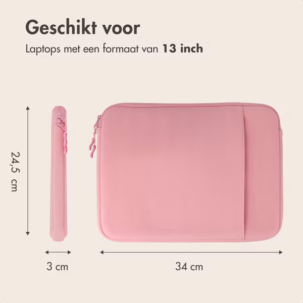 imoshion Laptophoes met opbergvak 13 inch - Laptopsleeve - Candy Pink