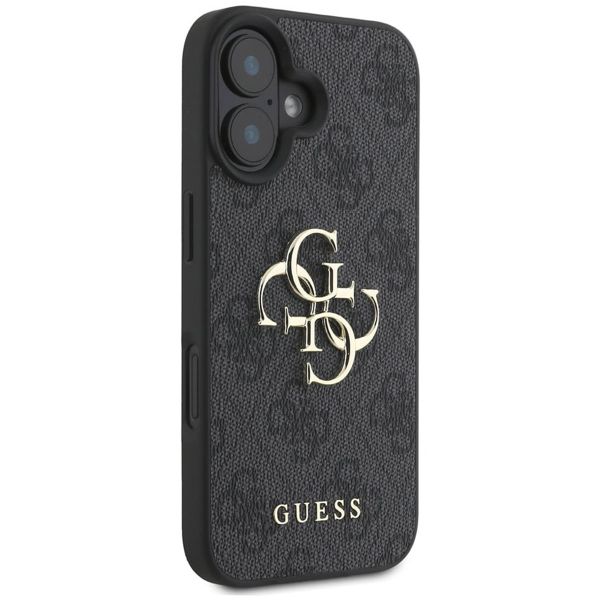 Guess 4G Metal Logo Backcover Apple iPhone 16 - Zwart