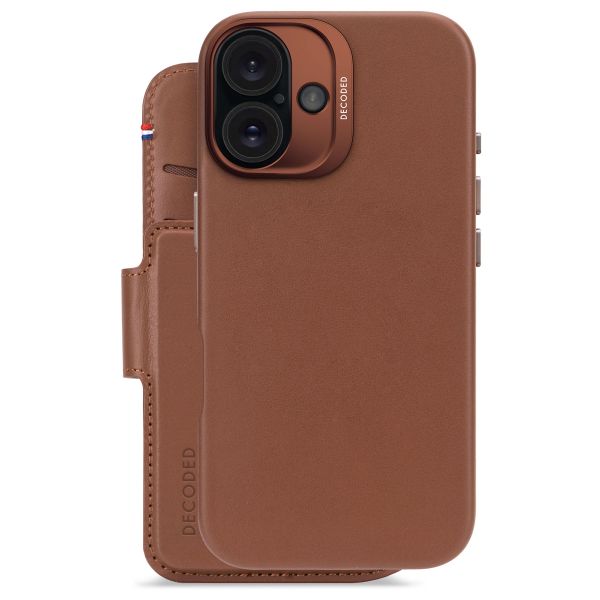Decoded 2 in 1 Leather Detachable Wallet MagSafe Apple iPhone 16 - Tan