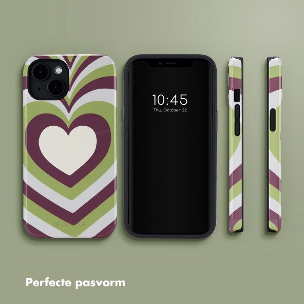 Selencia Vivid Backcover met MagSafe Apple iPhone 14 - Double Hearts Plum Fern