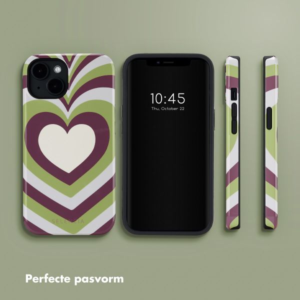 Selencia Vivid Tough Backcover met MagSafe iPhone 14 - Double Hearts Plum Fern