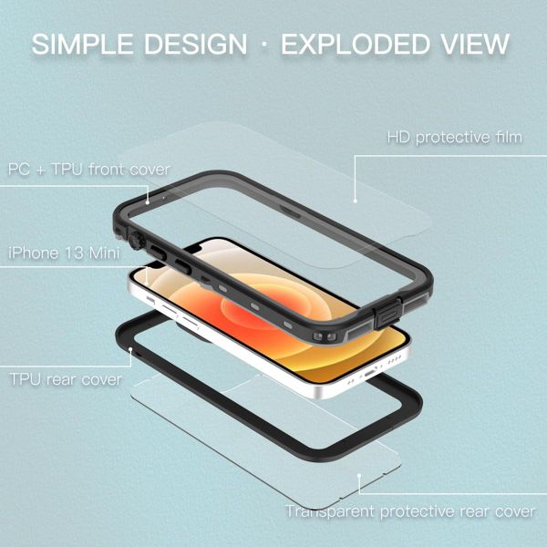 Redpepper Dot Plus Waterproof Backcover Apple iPhone 13 Mini - Zwart