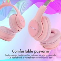 imoshion Draadloze Kinderkoptelefoon LED Light Cat Ear - Decibelbegrenzer - Met AUX kabel - Roze