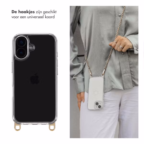 Selencia Backcover met afneembare haakjes Apple iPhone 16 - Transparant