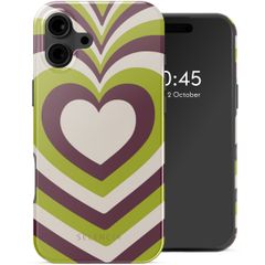 Selencia Vivid Backcover met MagSafe iPhone 16 - Double Hearts Plum Fern