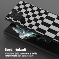 Selencia Siliconen design hoesje met afneembaar koord Samsung Galaxy S22 Ultra - Irregular Check Black