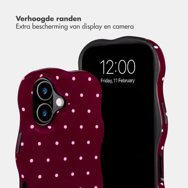 Selencia Vivid Wavy Backcover met MagSafe Apple iPhone 17 - Happy Dots Burgundy