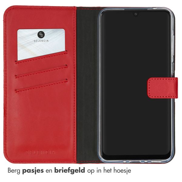 Selencia Echt Leren Bookcase Samsung Galaxy A35 - Rood